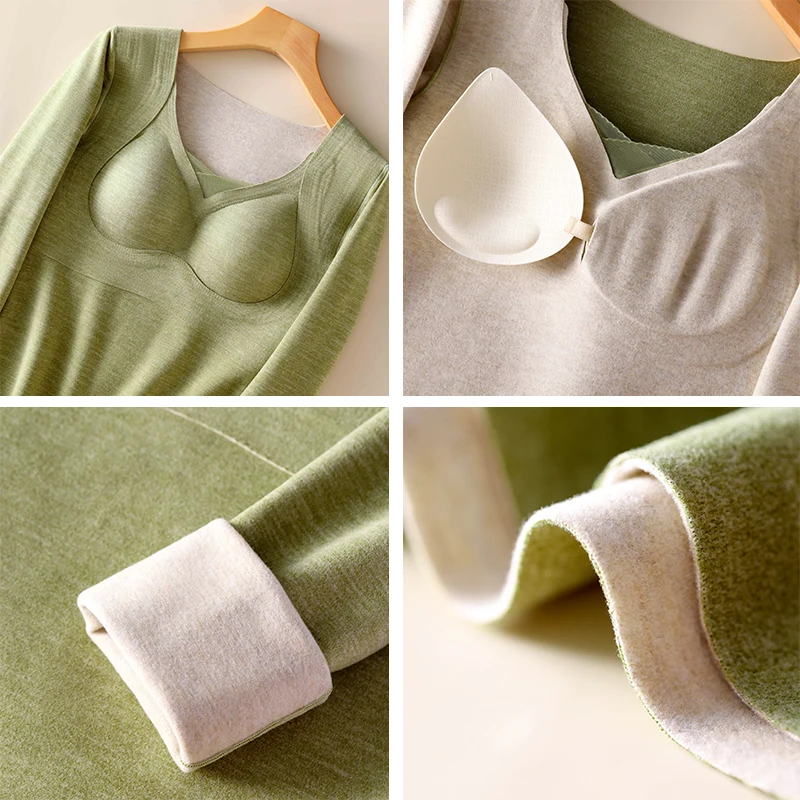 Новое Женское термобелье с подушечками для чашек бесшовный базовый топ длинными