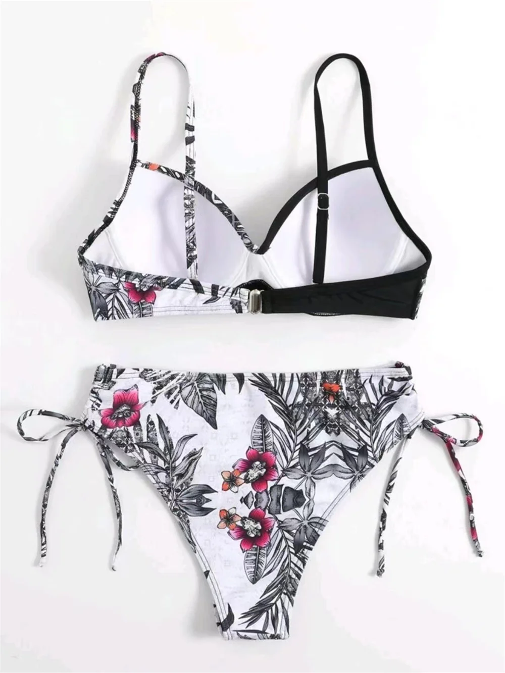 Винтажный комплект бикини с принтом бюстгальтер пуш-ап купальник цветочным