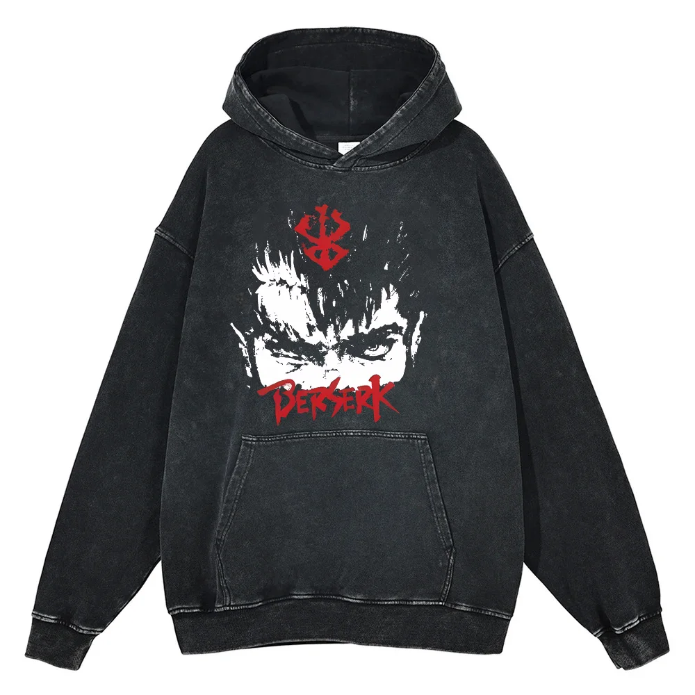 Мужская толстовка с капюшоном в стиле аниме Berserker графическим принтом и передним