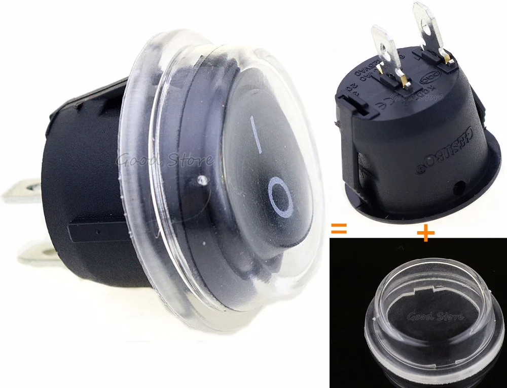 

5 шт. пластиковый круглый рокерный переключатель 20 мм 2-контактный вкл-выкл