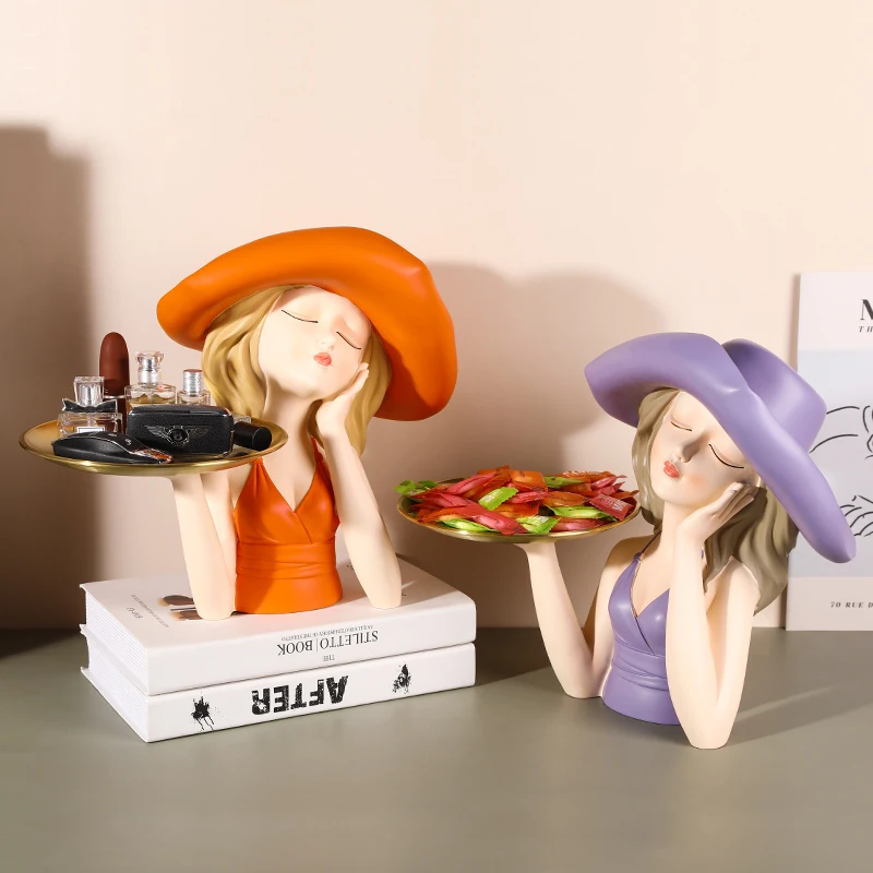 

Современная женская статуя, модная Подставка для хранения, скандинавский домашний декор, модель персонажа для гостиной, Декор, подарок на день рождения для девочек