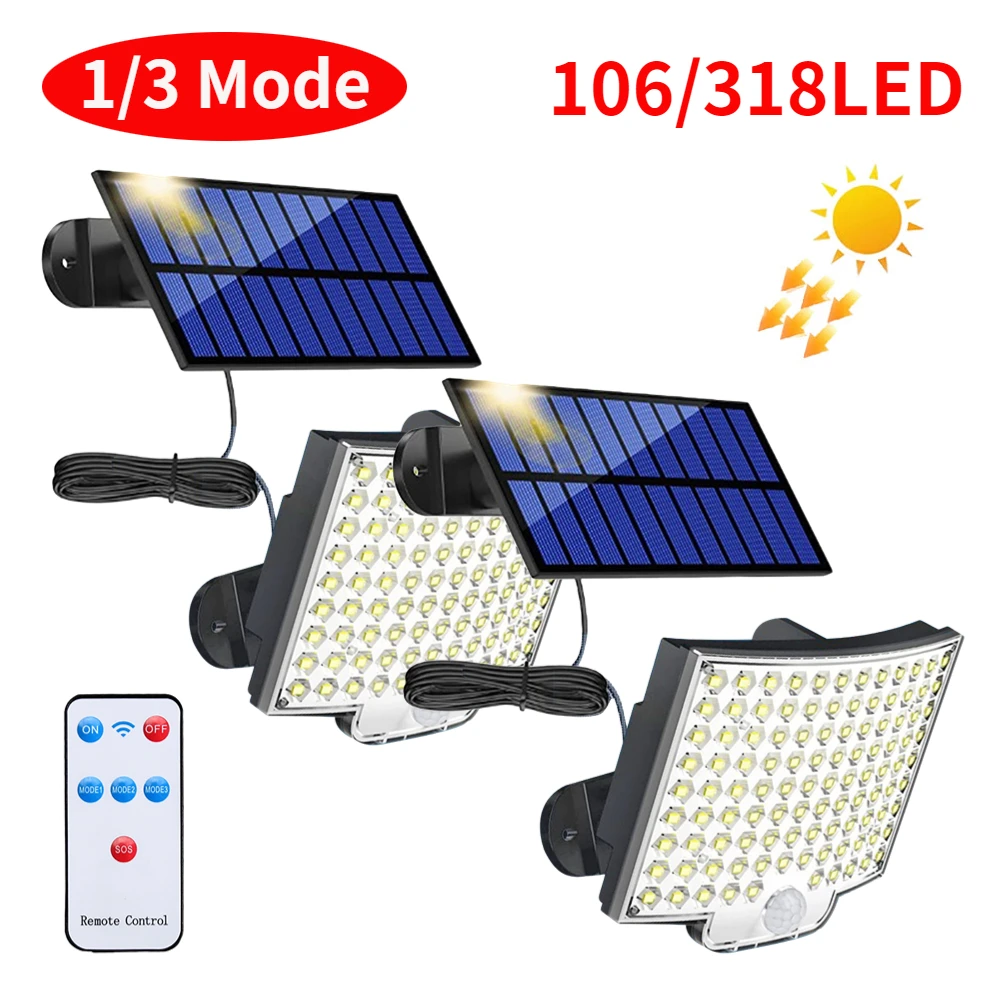 

COB LED Split Solar Light Outdoor Motion Sensor Sunlight Wall Lamp Waterproof 3 Modes Wall Light Security Garden Street Lighting
