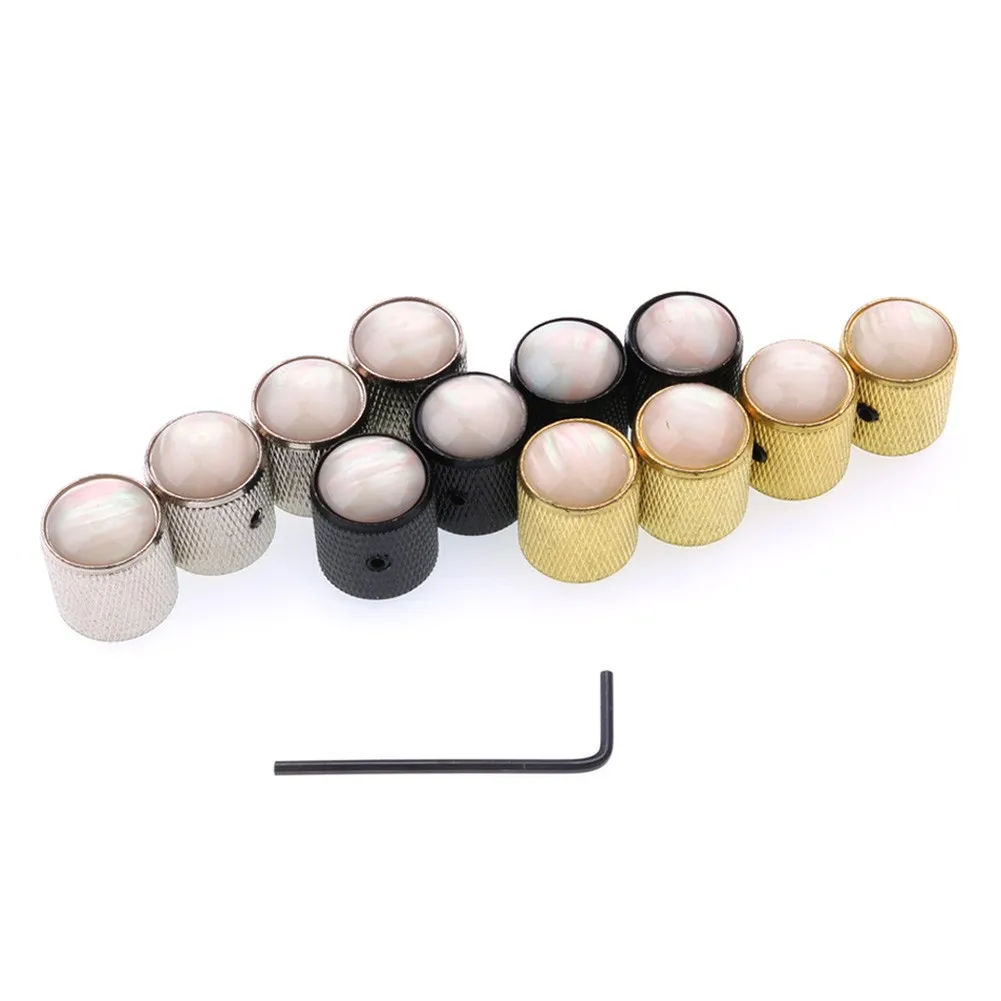 4Pcs Barrel Domed Knurled Guitar Control Knob Pearl Inlay For Tone Or Volume Knobs For Electric Guitar Bass Guitar Parts enlarge