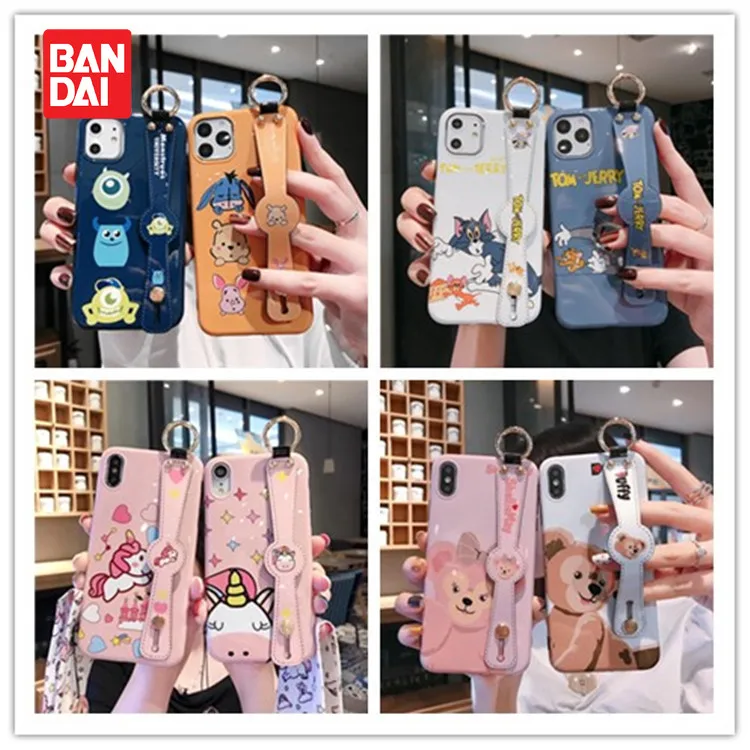 

Bandai Disney cute cartoon IMD wristband iPhone11 12pro 13promax phone case apple x xs stand XR xsmax kawaii soft case