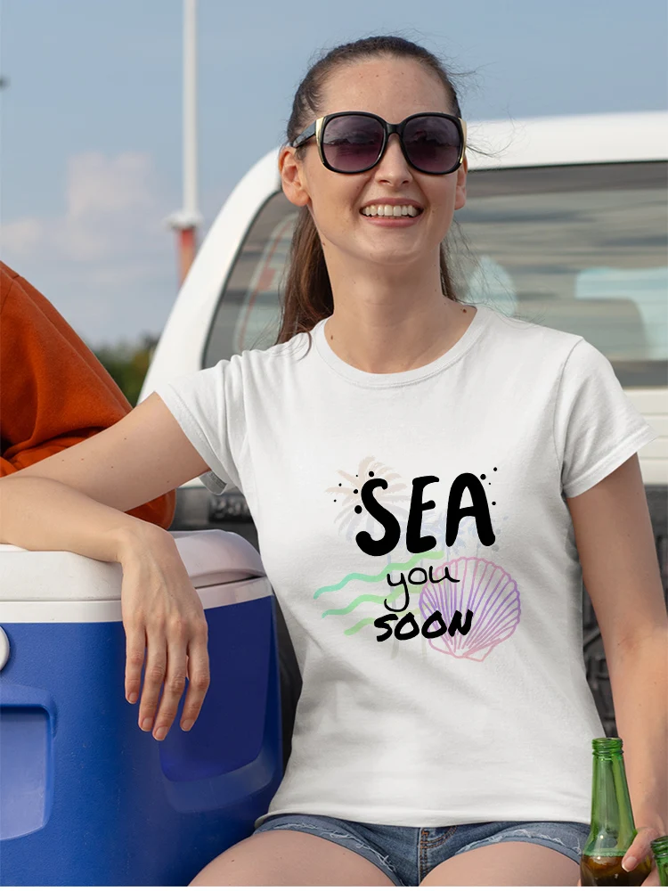 

Yeskuni Sea You Soon Women's T-Shirts Beach Vacation America Fashion Short Sleeve Miami 2022 New Ropa Aesthetic Wholesale Tshirt