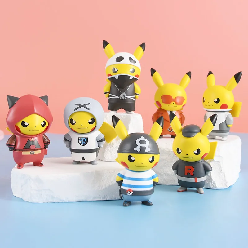 

Pokemon Figures 5cm-8.5cm Pikachu Prank Dress Toys Model Decoration Pikachu Figures PVC Genuine for Children Birthday Gift