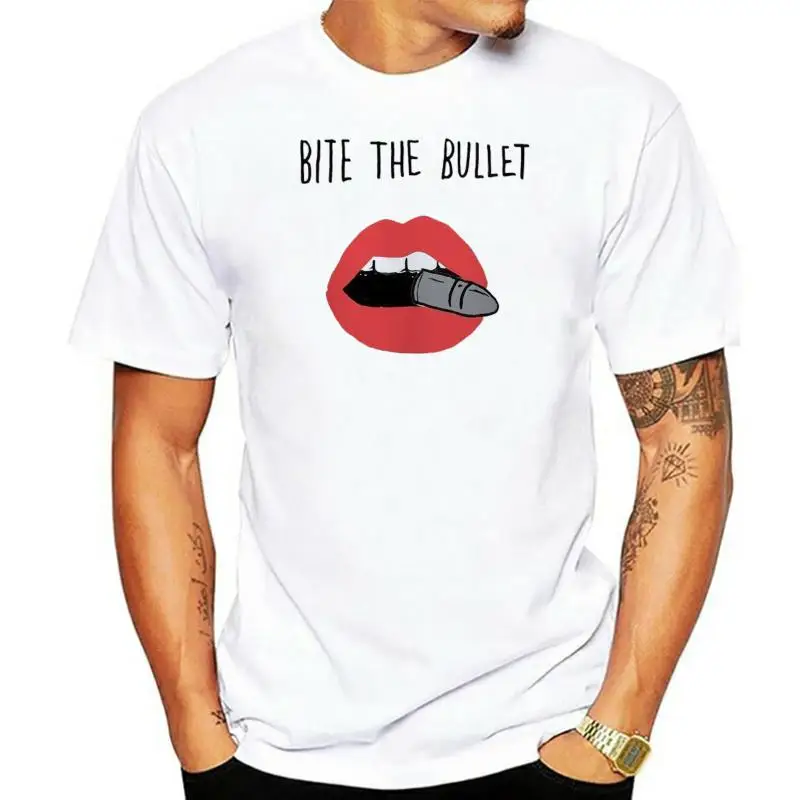 

Bite The Bullet Top Design T-Shirt Men Unisex Women Fitted Fun Gift Lips Kiss Trendy Streetwear Tee Shirt
