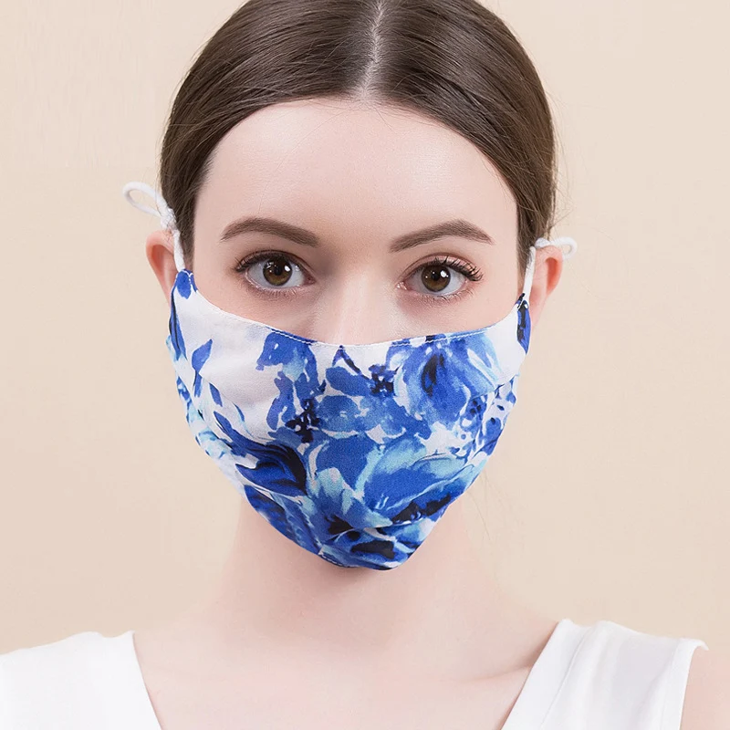 

Top Mulberry Silk Fabric Face Mask Washable Ultrathin Breathable Dustproof Sunscreen Mouth Masks Anti Pollution WindProof PM2.5