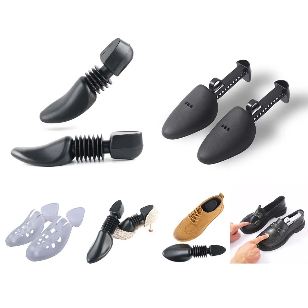 

1Pair Practical Unisex Plastic Adjustable Length Shoe Tree Shaper Shapes Stretcher For Women Men Black Shoe Racks New Fashion