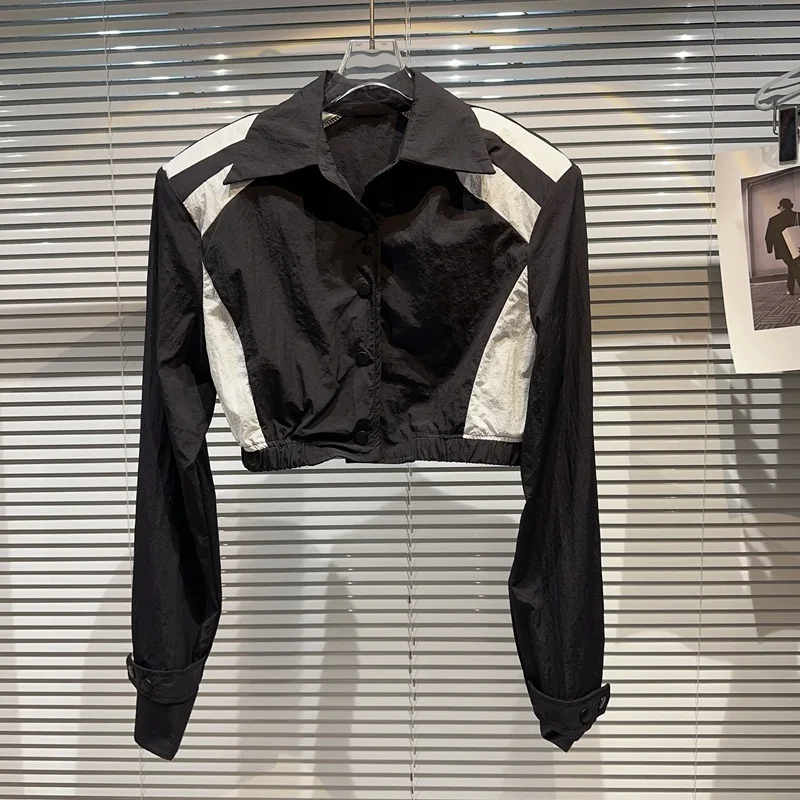 

BORVEMAYS, черно-белая тонкая куртка контрастных цветов, летняя новинка, Женский однобортный пиджак с лацканами, модель WZ1862