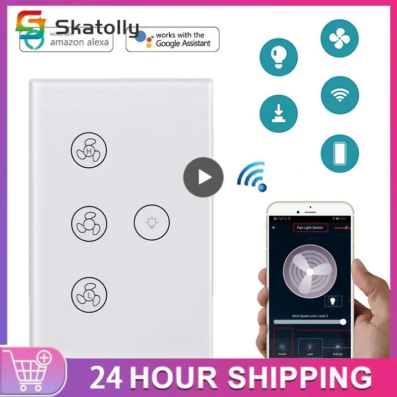 

Tuya Fan Lamp Switch Wifi Ceiling Fan Speed Controller Light Switch On/off Tuya Smart Life APP Remote Alexa Google Voice Control