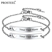prosteel customize birthday gifts for women teens friendship id bracelets free engrave adjustable link chain goldblacksilver
