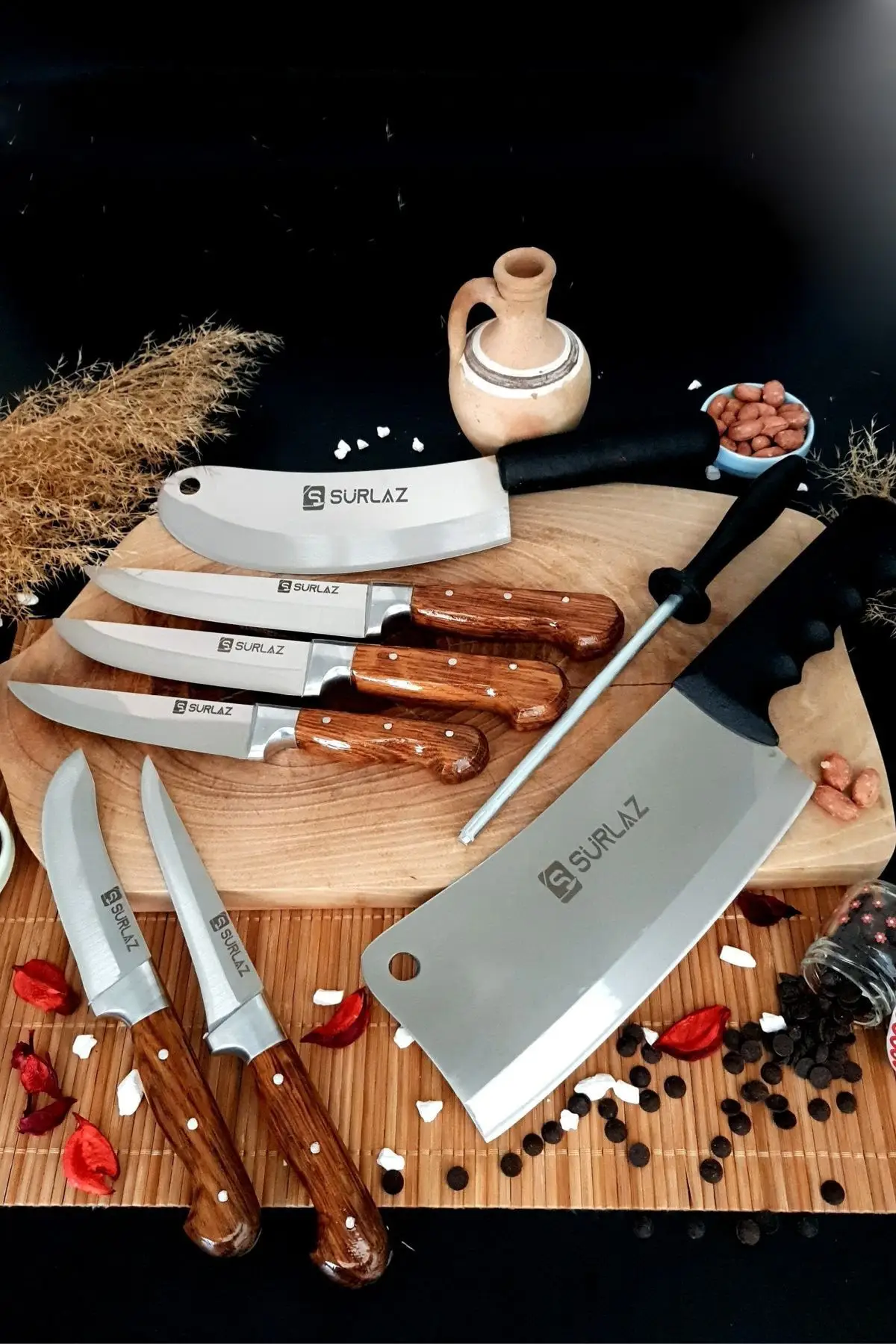 

Набор ручной работы из 8 предметов с масками для кухонных ножей
