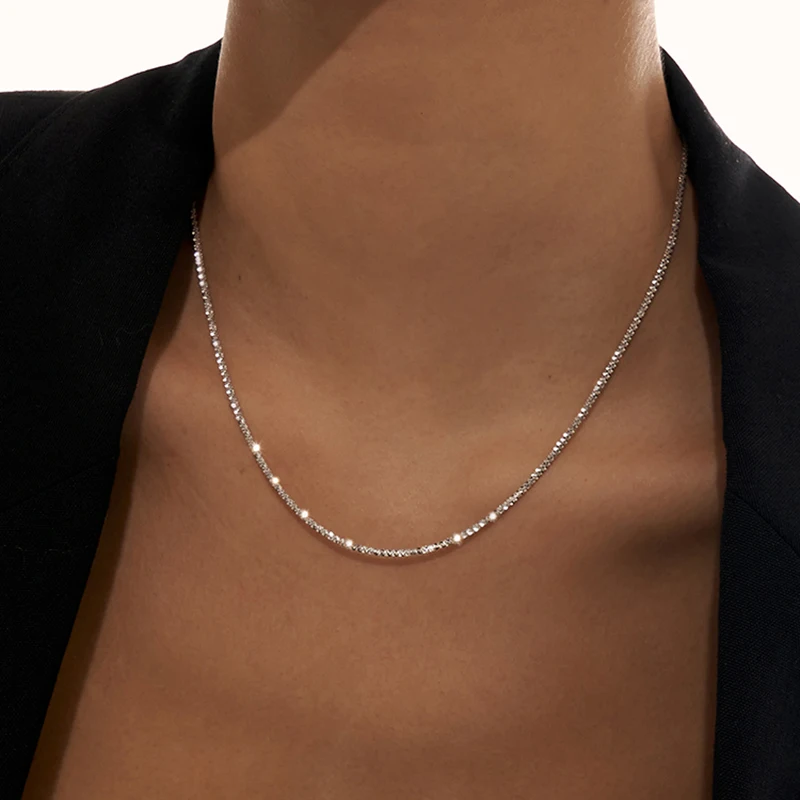 Peri'sBox Gold/Silver Color Flat Shiny Glossy Chain Necklaces Minimalist Statement Elegant Chokers For Women Jewelry 2021 Hot