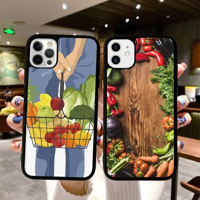 

Vegetables Phone Case Silicone PC+TPU Case for iPhone 11 12 13 Pro Max 8 7 6 Plus X SE XR Hard Fundas