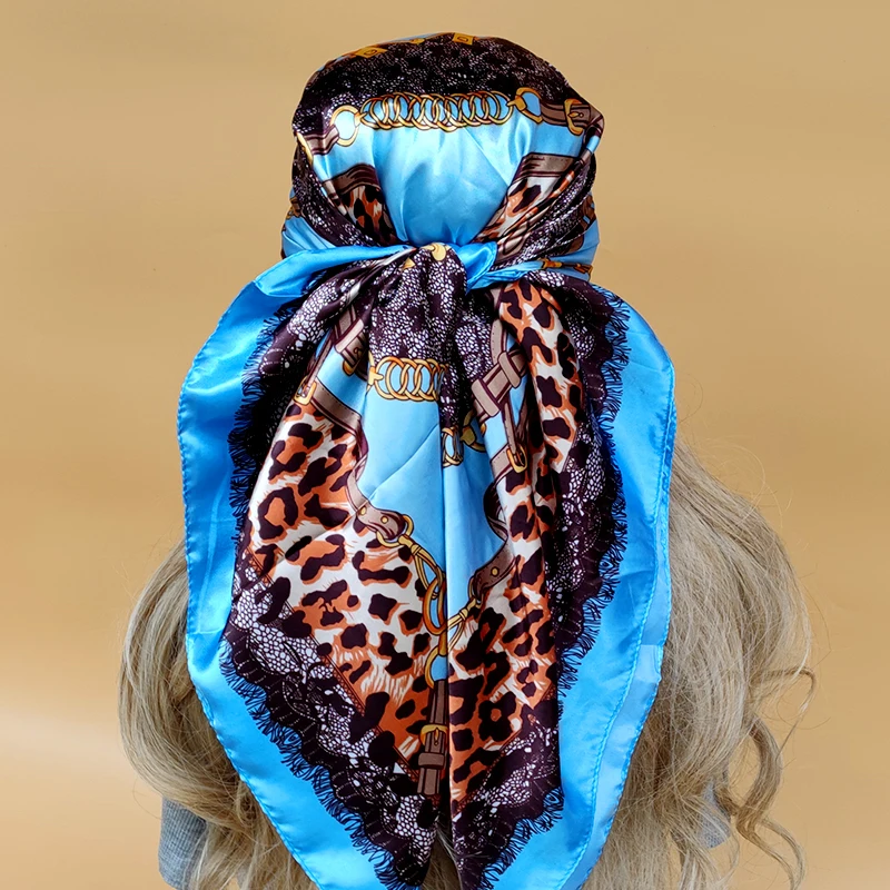 

Модный квадратный головной платок 90x90 см, роскошный пляжный солнцезащитный Шелковый Хиджаб, популярные шали на все четыре сезона, женский большой платок нового дизайна