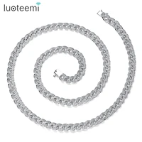 luoteemi new iced out tennis bracelet necklace men tennis chain fashion hip hop jewelry women 70cm long chain collares para muje