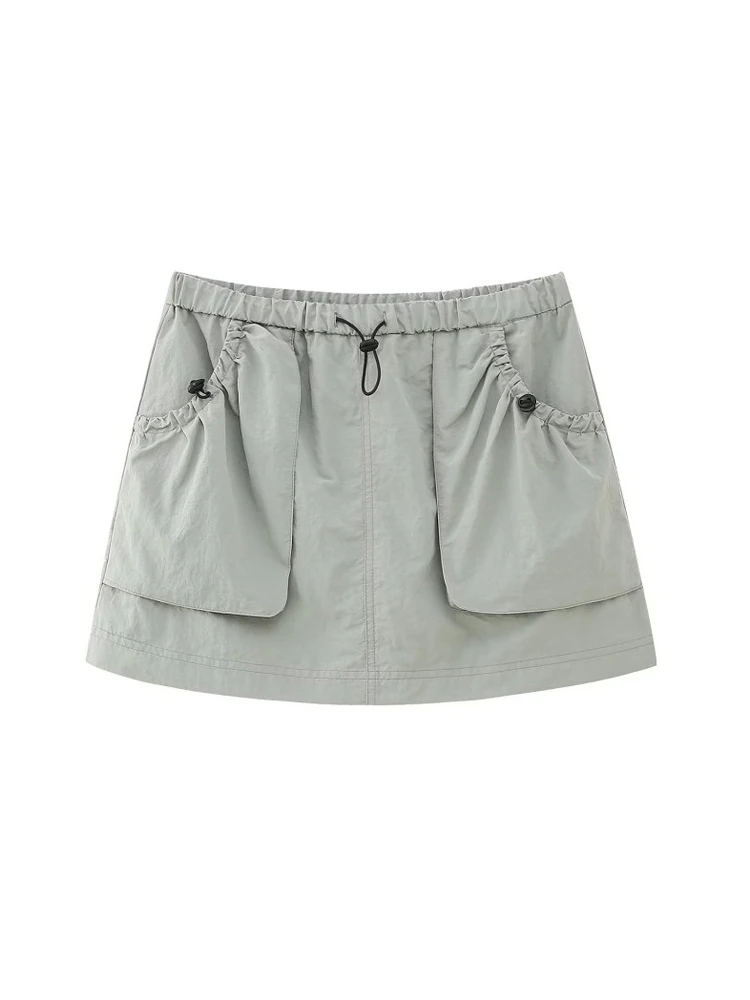 

Женские летние шорты, юбка, уличные однотонные Элегантные повседневные шорты с эластичным поясом и карманами, одежда, 2023
