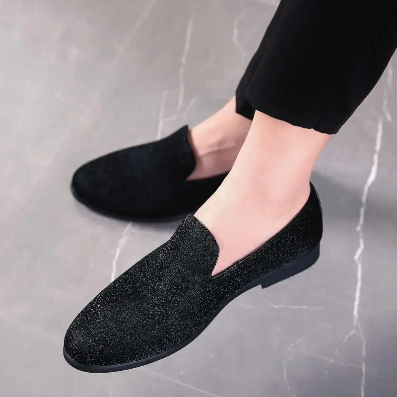 

Men's Shoes Fall Slip-on Sports and Leisure Flat Shoes Business Formal Men's Leather Shoes Black Clothing Men Work Fashion Shoes