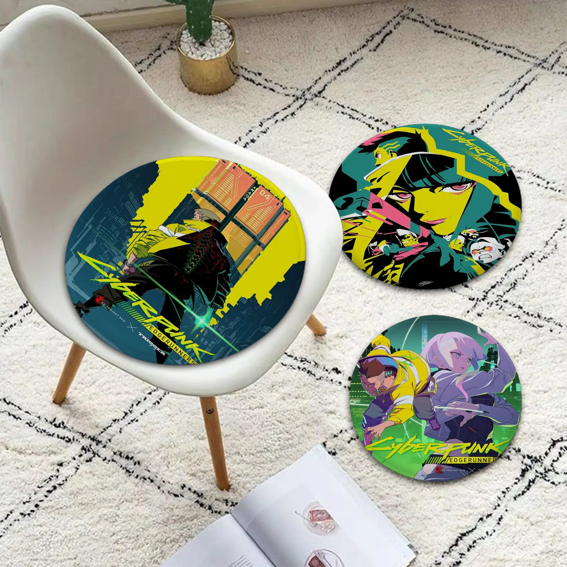 

Anime Cyberpunk Edgerunners Tie Rope Fabric Cushion Non-slip Living Room Sofa Decor Students Stool Tatami Office Chair Mat Pad