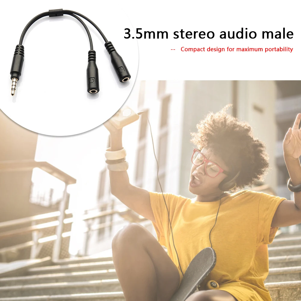 

Outdoor Traveling Accessaries Supplies Parts 3.5mm Audio Studio Adapter Cable 1 TRRS to 2 TRS Mic Headset Y Splitter Cord