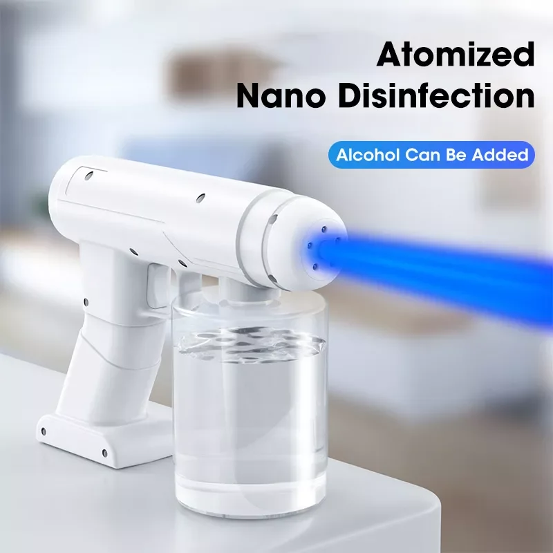 

500ML Disinfection Sprayer Gun Wireless Electric Disinfects Sterilization Blue Light Nano Steam Spray Guns For Home Office