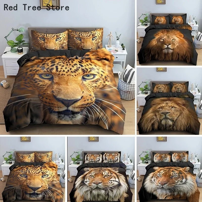 

Комплект постельного белья для детей и взрослых, с цифровым Принтом Леопарда