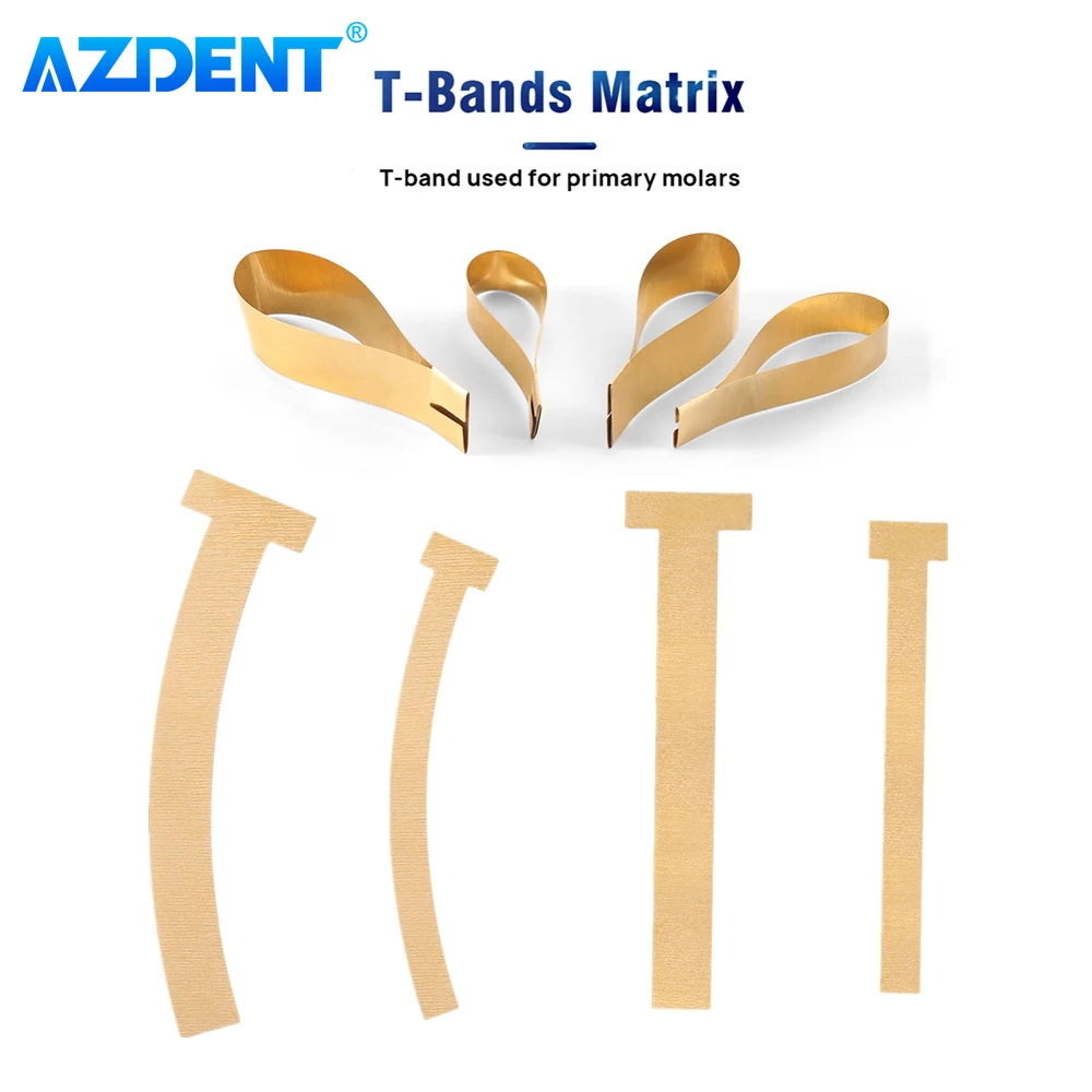 100 шт. стоматологические Матричные полосы T-Bands AZDENT 0 05 мм изогнутые прямые для