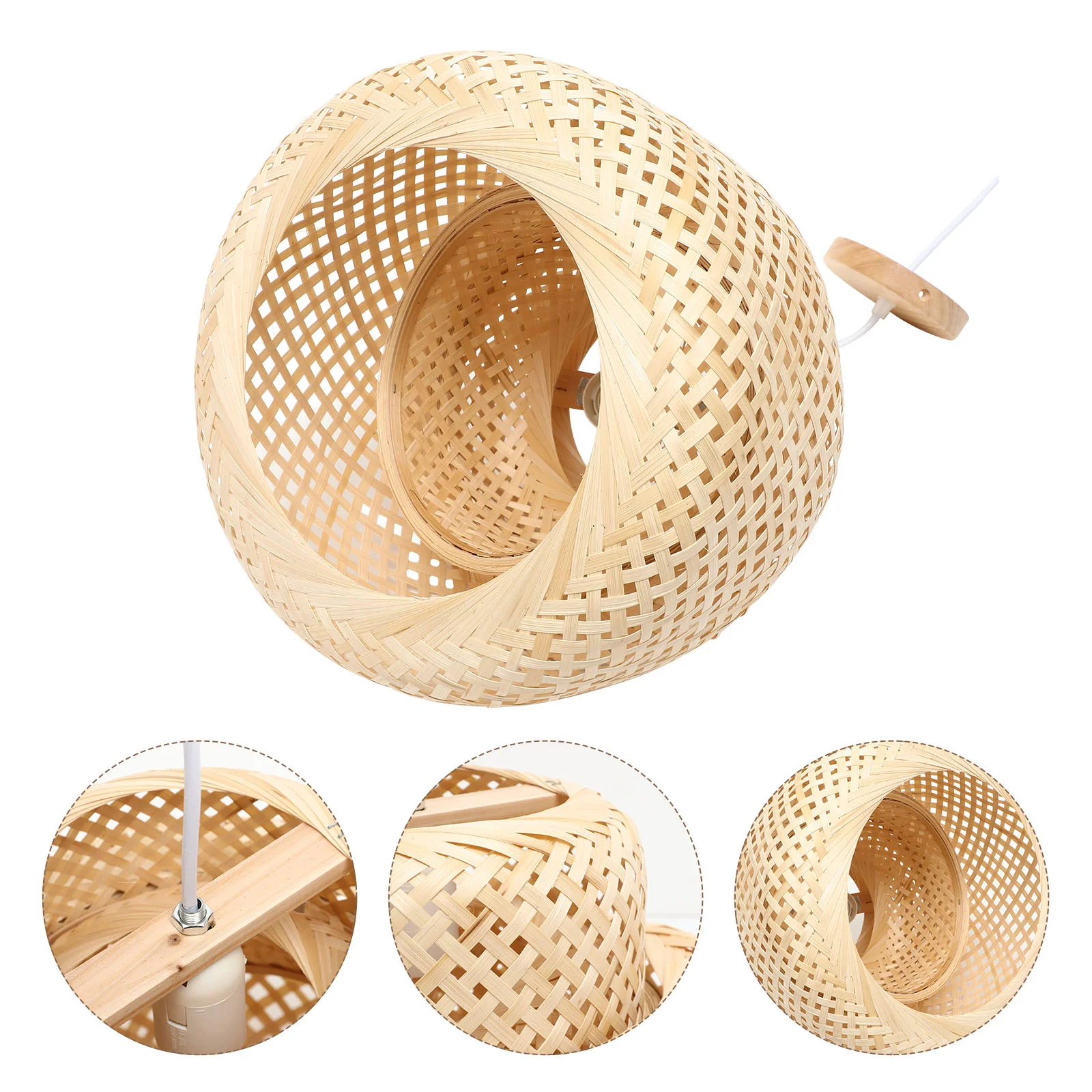 

Lampshade Vintage Decor Home Pendant Light Simple Hanging Earth Café Kitchen Metal Ceiling Weave Rustic Style