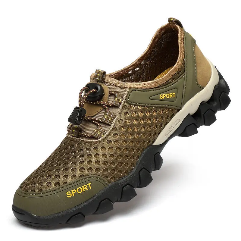 Men Mesh Aqua Shoes Outdoor Professional Non-slip Durable Trekking Upstream Shoes Male Cool Hiking Wading Water Sports Sneakers