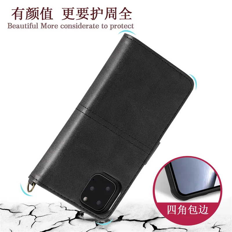 

New Style Shockproof Leather Flip Case For iPhone 11 Pro Xs Max XR X 8 7 6s 6 Plus 5s Detachable Magnetic Wallet Card Slots Han