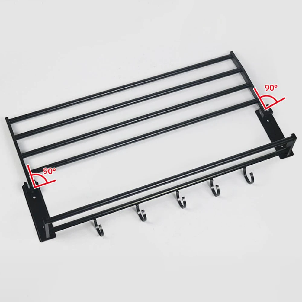 towel holder wall mounted black aluminum surface shower bars hanger adjustable fold clothes rack with hooks bathroom accessories free global shipping