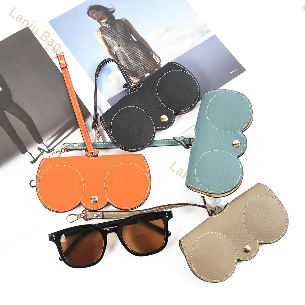 Оптовая продажа кожаные мужские и женские портативные солнцезащитные очки из