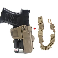 tactical movable holster for glock 17 18 22 26 pistol holster with spring lanyard movable holster with flashlightlaser mounted