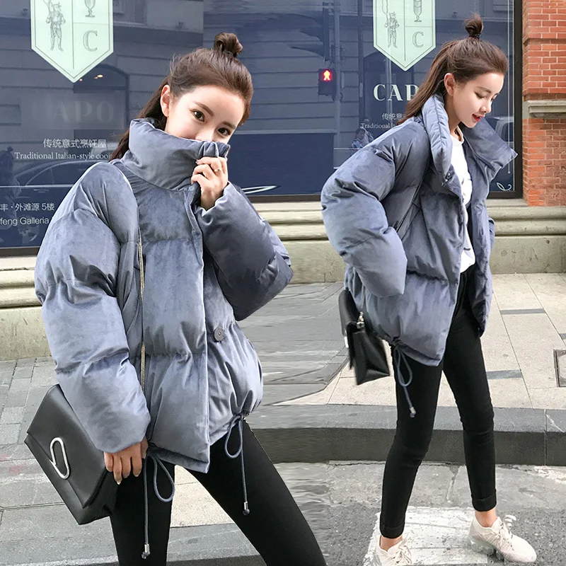 

Women Winter New Drop Shoulder stand collar Pockets Zipper pleuche Female Loose Casual Comfortable Outerwear xy157