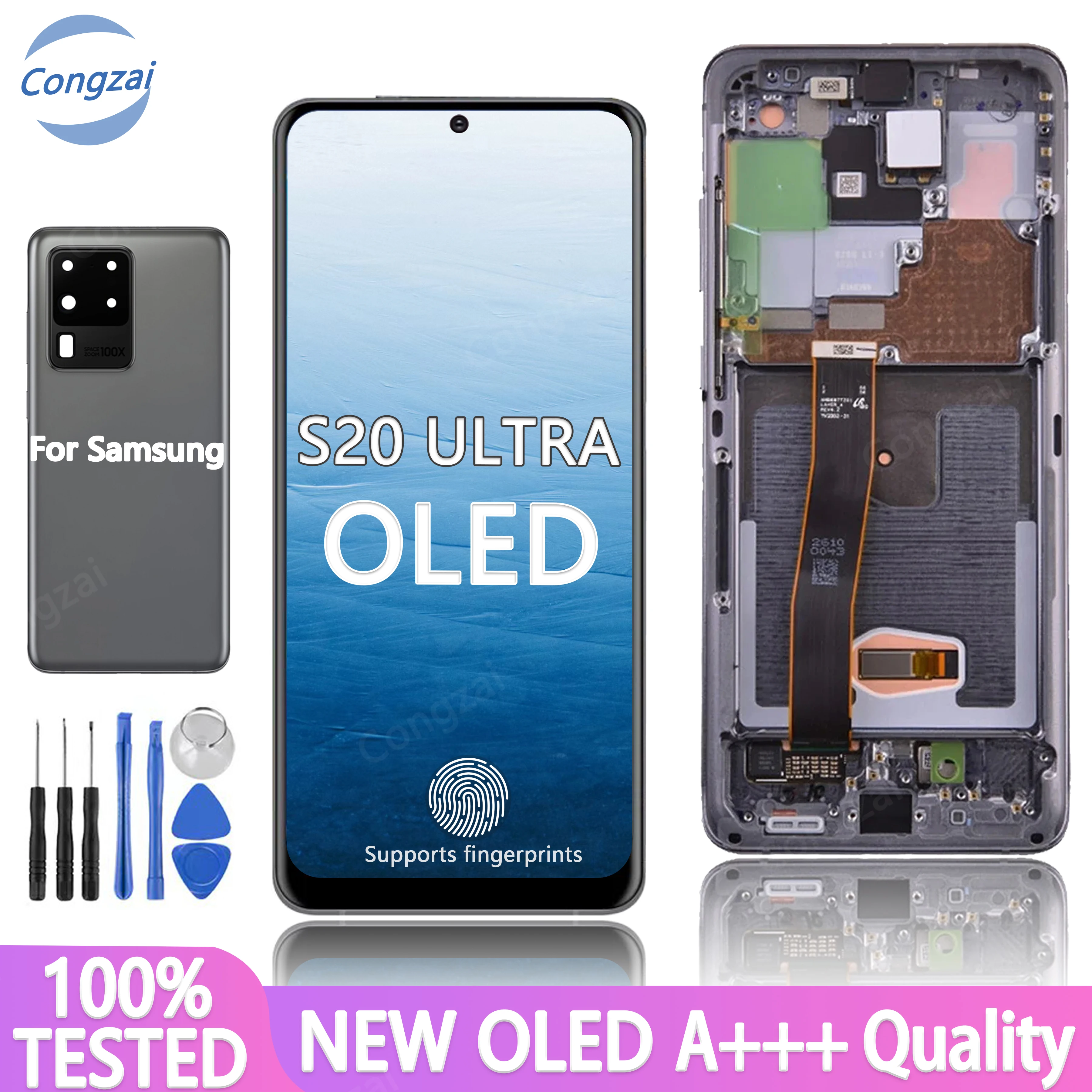 100% работает новый OLED-дисплей для Samsung Galaxy S20 Ultra G988 ЖК-дисплей G988B замена