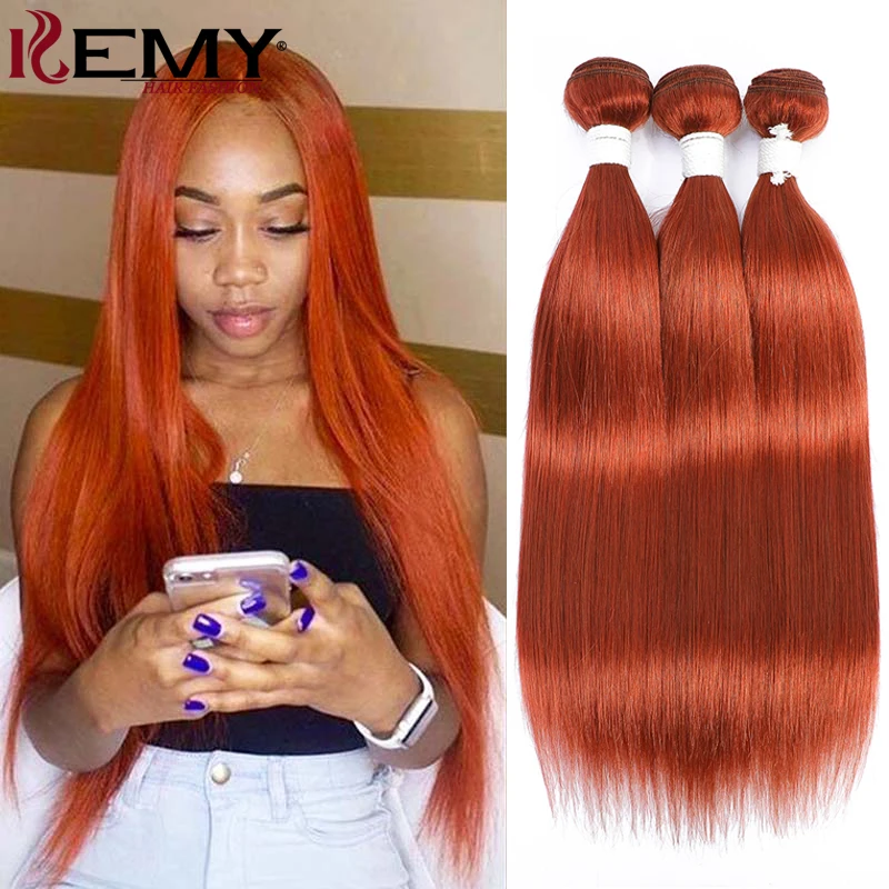 Straight Human Hair Bundles 350 Orange Ginger Human Hair Weave Bundles Brazilian Remy Hair Bundle Deals 3/4 PCS Fast Shipping