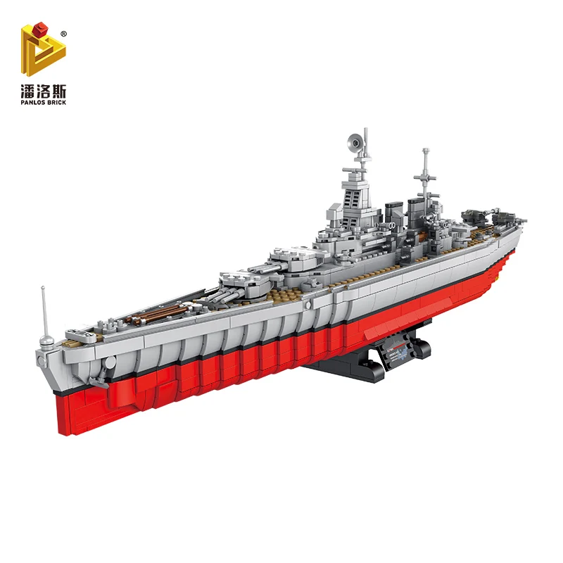 

PANLOS 1638 PCS North Carolina Battleship Building Block Model Military Cannonball Weapon Set Kids Toy Sticker Gift DIY Brick