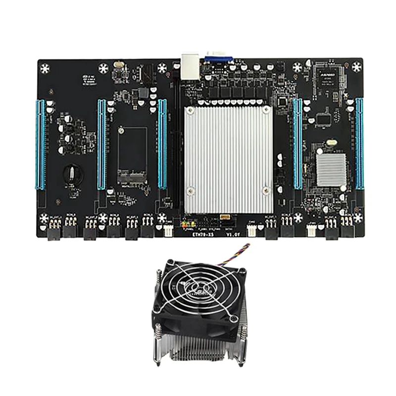 

ETH79-X5 BTC Mining Motherboard With E5 2620 CPU+Cooling Fan H61 LGA2011 DDR3 RAM 65Mm 5 PCIE16X Slot SATA2.0+MSATA+VGA