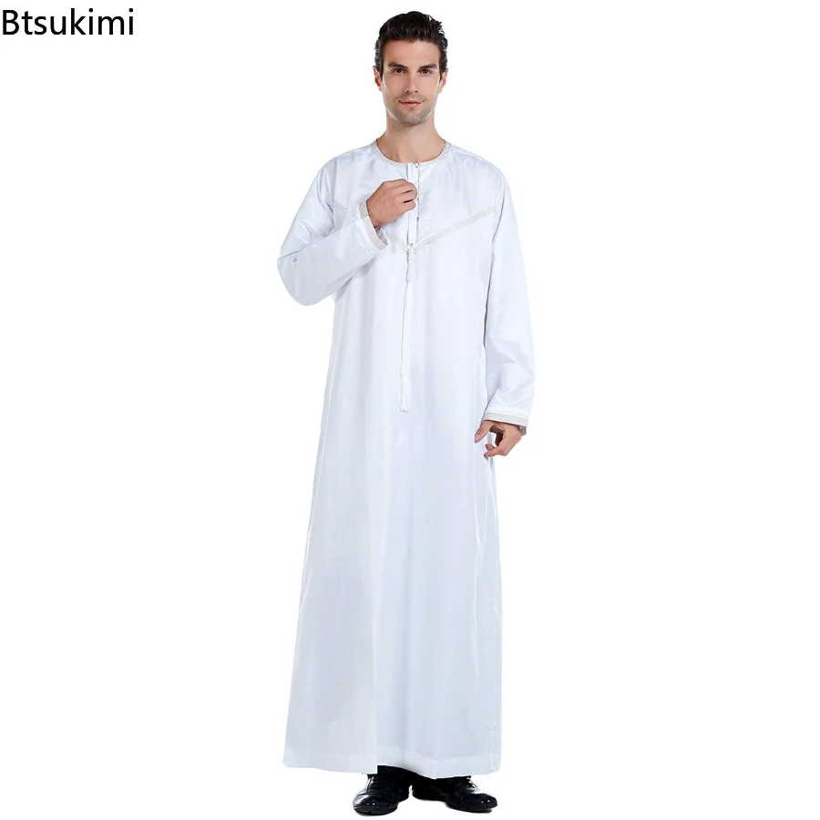 Muslim Men Ramadan Clothing Jubba Thobe Long Dress Pakistan Dubai Arab Djellaba Kaftan Abaya Islamic Prayer Robe Worship Service