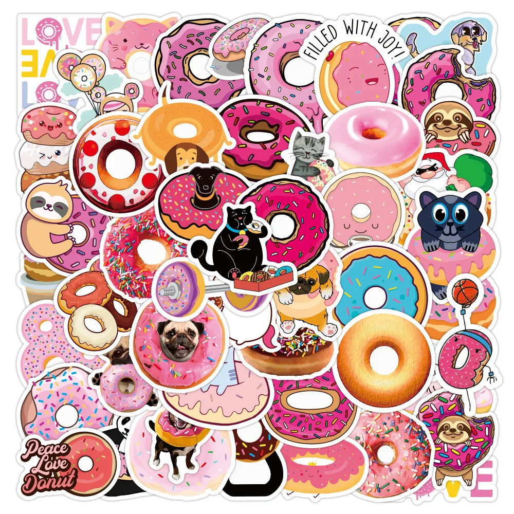 

10/30/50 PCS Cartoon Food Donut Small Animals Graffiti Stickers Skateboard Guitar Suitcase Freezer Motorcycle Kids DIY Toy Decal