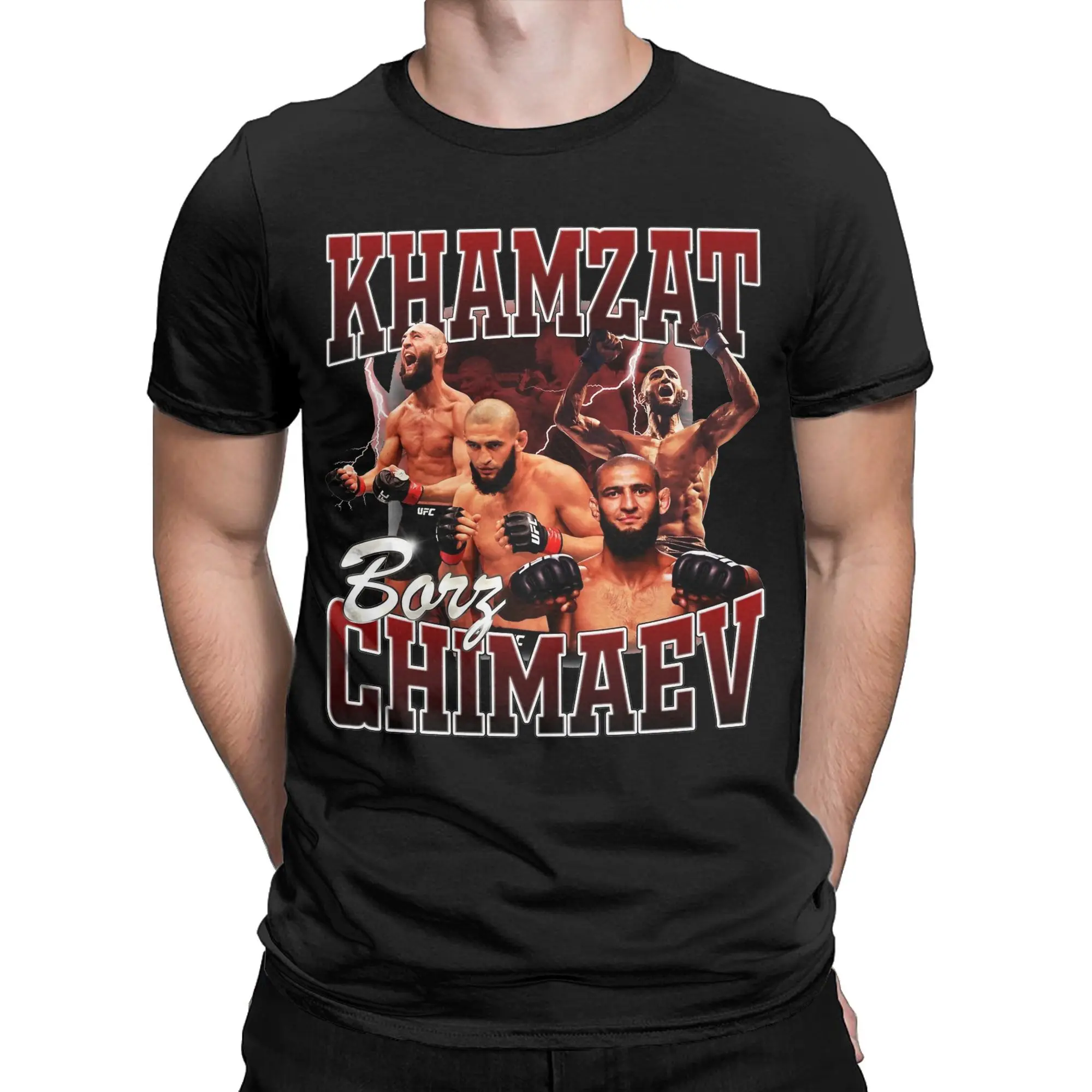 Фото Khamzat Chimaev Wrestlers Wrestling Graphic T Shirt for Men Women  Pure Cotton  Tee Shirt Clothes №1