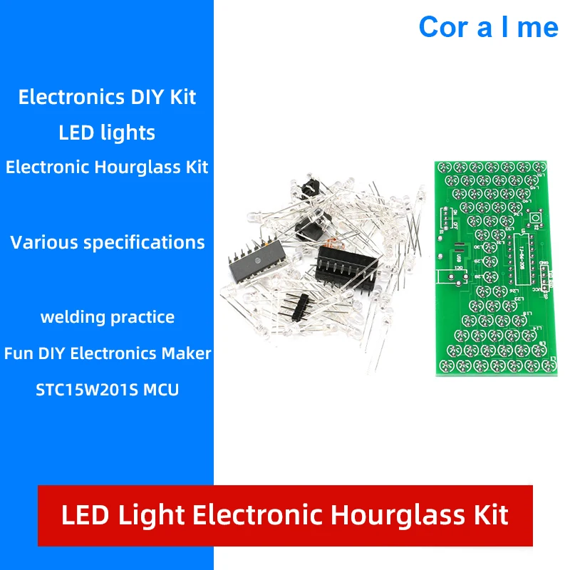 

LED Light Electronic Hourglass Kit Soldering Practice/Fun DIY Electronic Production/STC15W201S SCM Microcontroller 84*40mm DC 5V