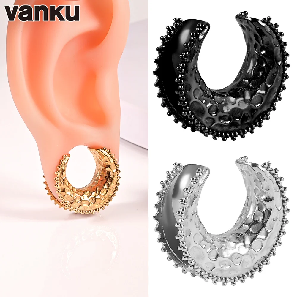 

Vanku 2pc Stainless Steel Flower Pattern Saddle Ear Tunnel Plug Expander Stretchers Gauges Earring Piercing Body Jewelry