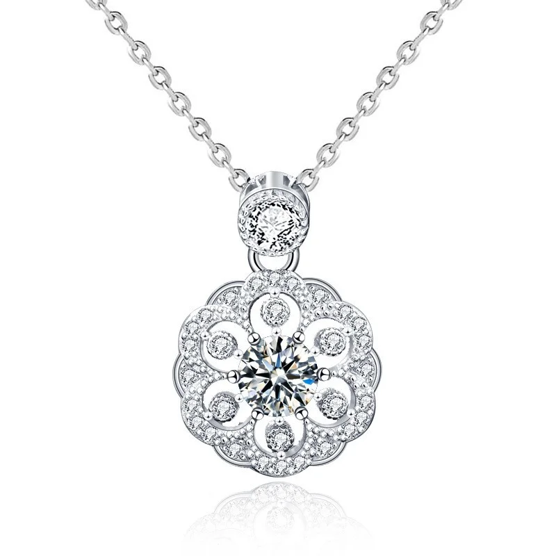 Фото XMA008 Lefei модное роскошное классическое муассанитовое ожерелье с прекрасным дизайном и цветком сакуры для очаровательных женщин s925 серебро вечерние ювелирные изделия подарок №1