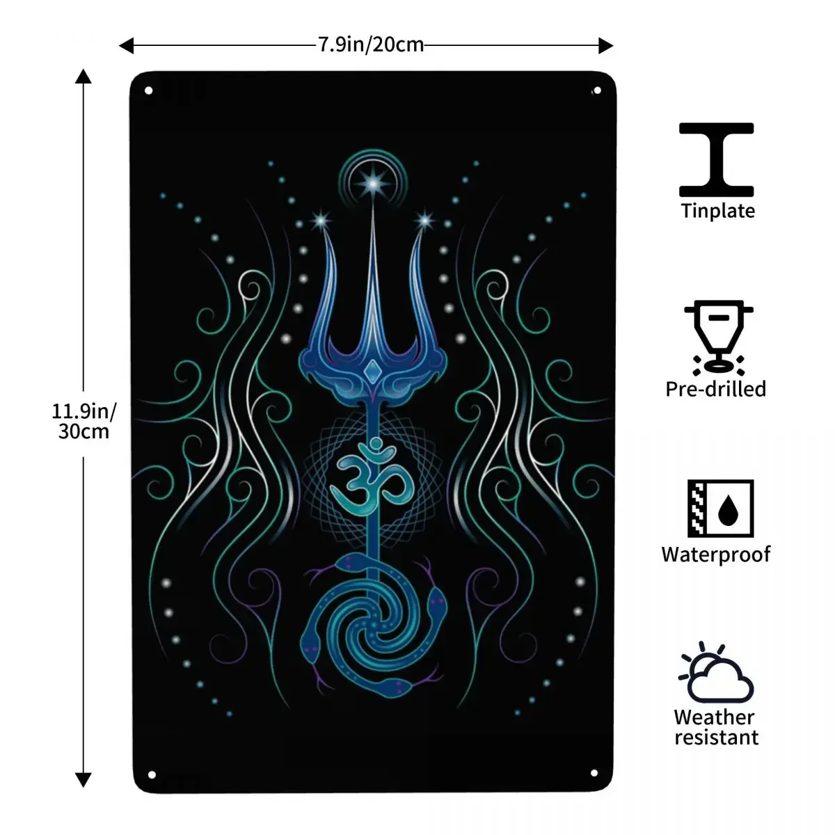 Металлическая Вывеска Trishool Adi Yogi Shiva Настраиваемый Индийский Символ Трезубец