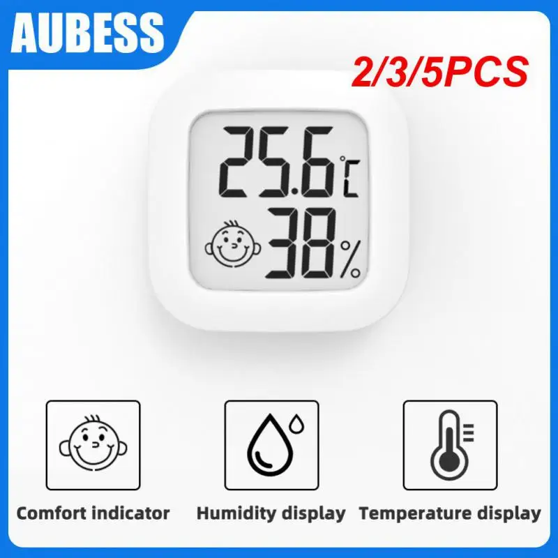 

2/3/5PCS Smiley Lcd Digital Temperature Humidity Meter Sensor Mini Upgrade Humidity Gauge Meter Indoor Room Thermometer Room