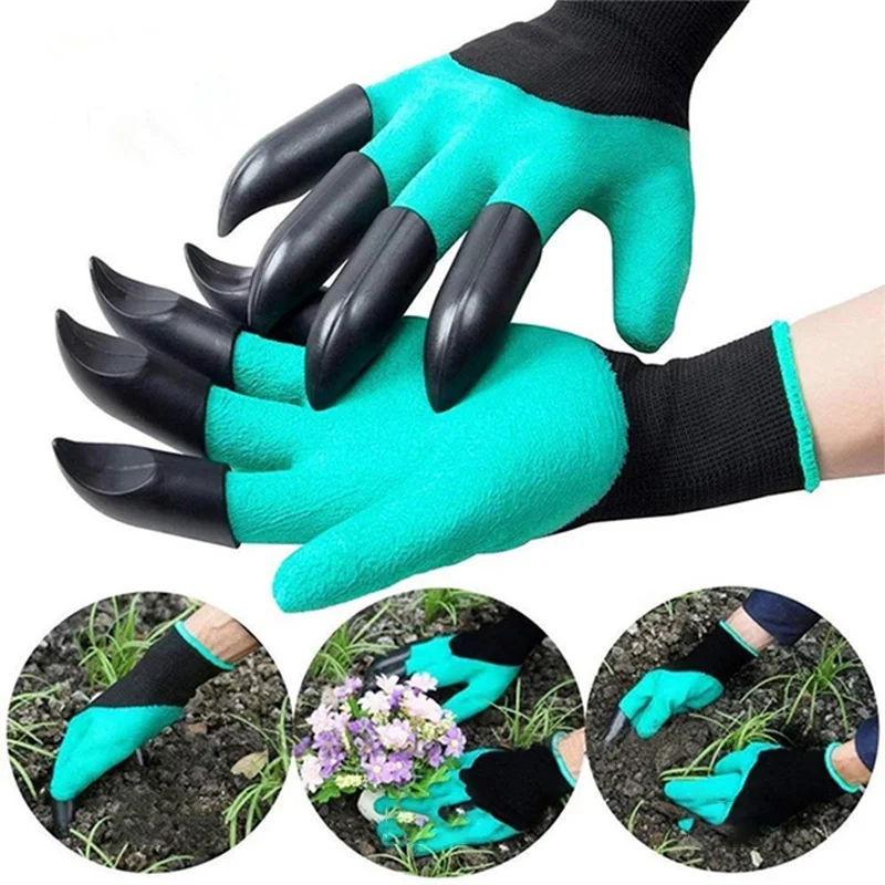 

Garden Gloves With Claws ABS Plastic Garden Rubber Gloves Gardening Digging Planting Durable Waterproof Work Glove Outdoor