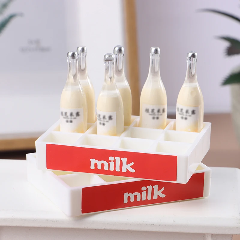 

1 шт., миниатюрный Белый поднос для хранения бутылок с молоком, 1:12