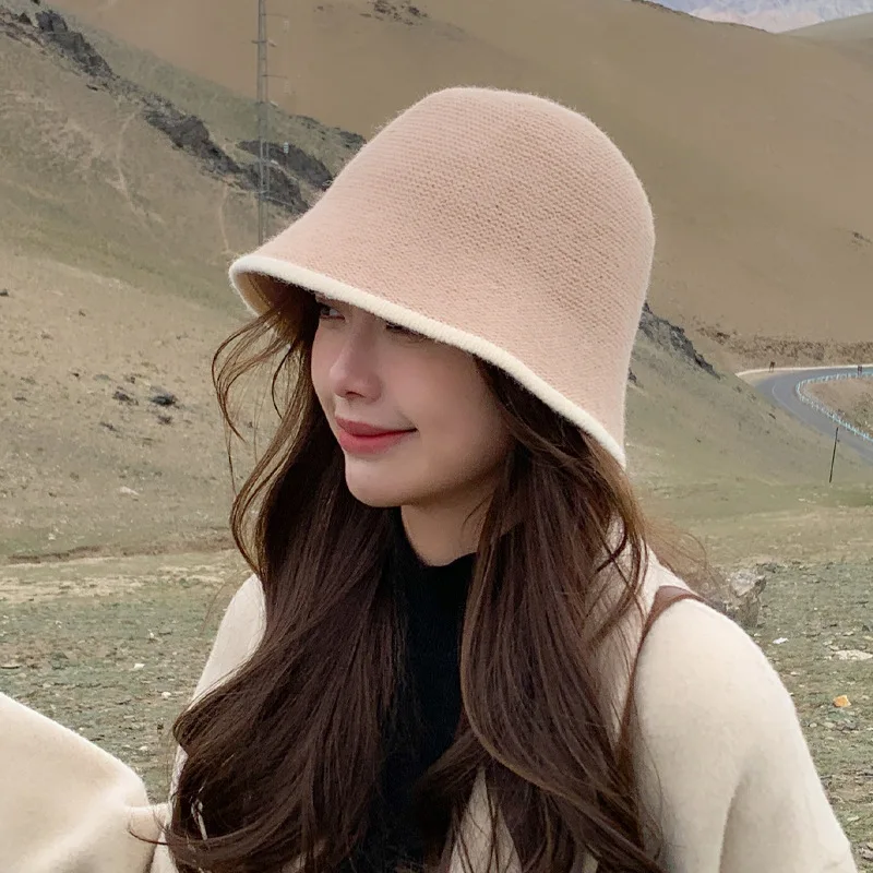 

Knit Bucket Hat Women Cap Fall Winter Warm Cute Fashion Korean Style New 2023